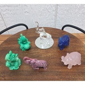 Vtg Lot Of 6 Miniature Elephants Various Types Of Materials 1.5-2"